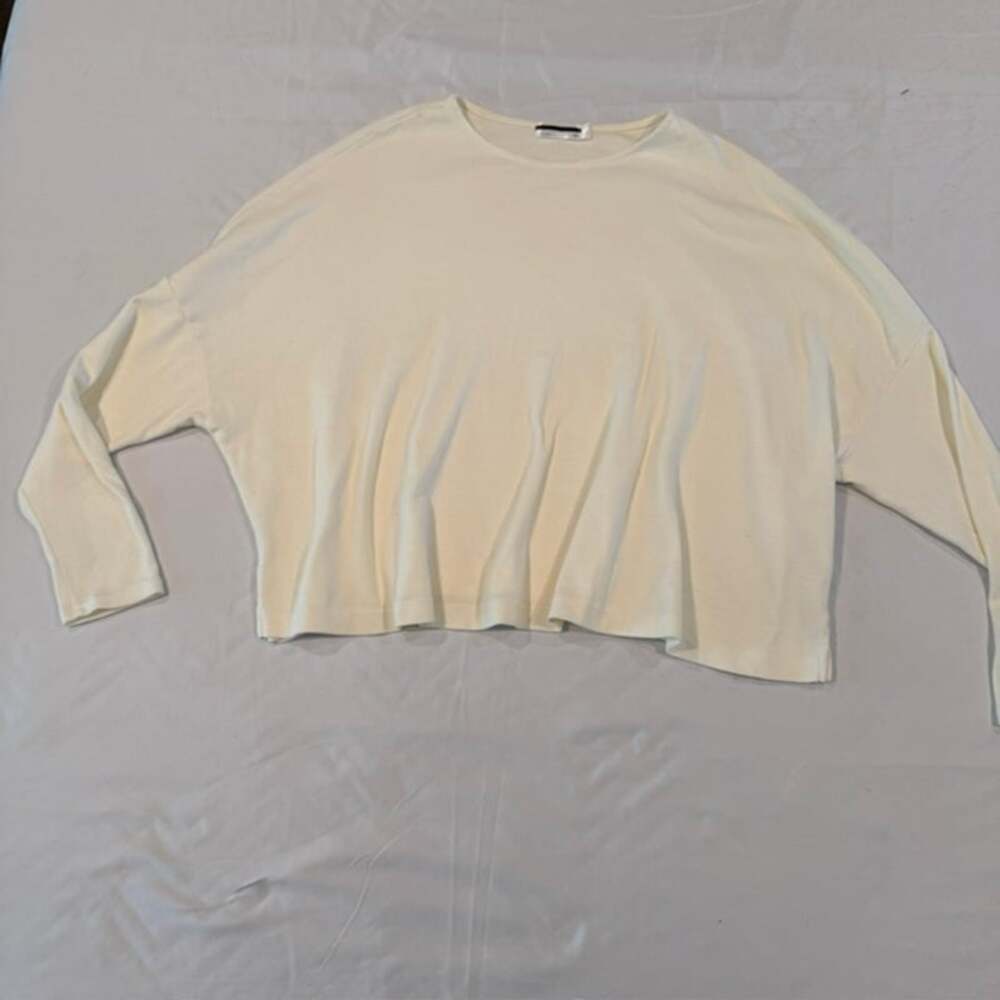GRP1 Knits Cream Oversized Boxy Cropped Cotton Sweater M